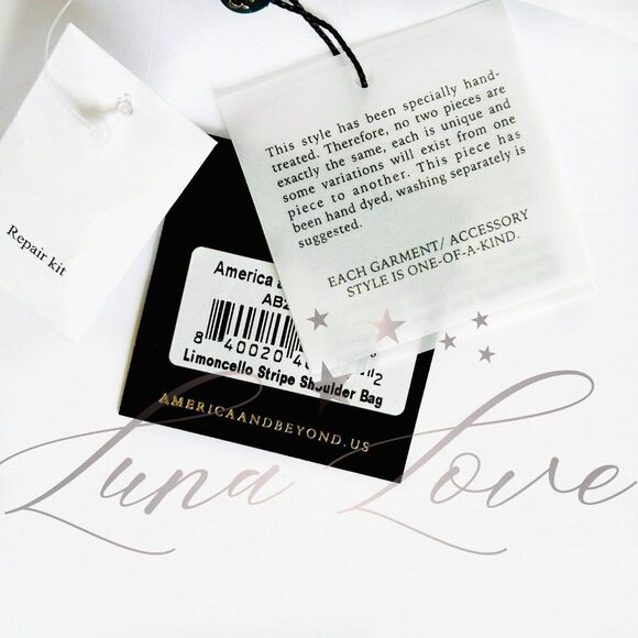 AMERICA & BEYOND Limoncello Stripe Beaded Shoulder / Clutch Bag NWT - Picture 10 of 10